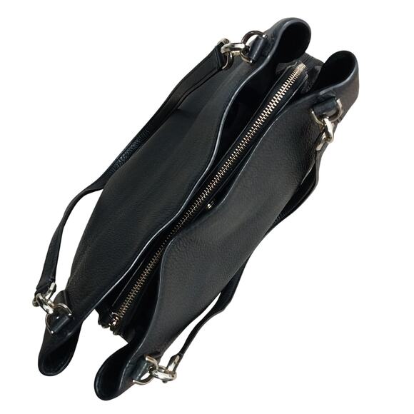 KATE SPADE! BLACK PEBBLED GENUINE LEATHER 3 COMPARTMENT SHOULDER BAG PURSE, BAG! - Picture 10 of 12